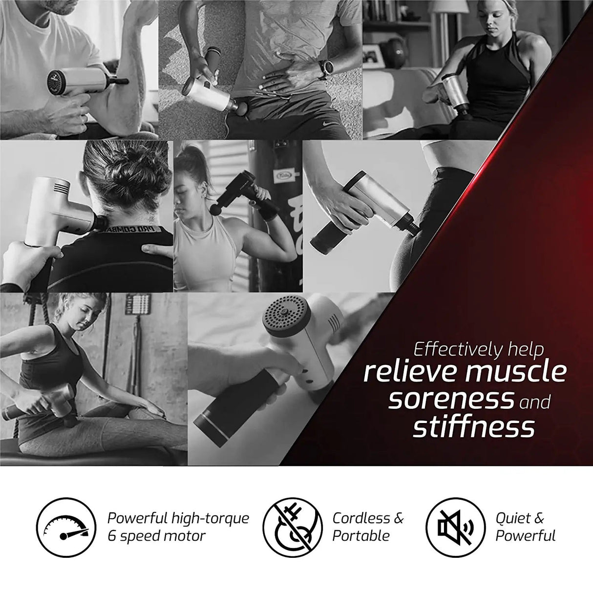 6 Speed Cordless & Rechargeable Professional Massage Gun from Pursonic