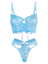 Blue Pearls Small Flower Lace Lingerie Set From Hello.LA.Girl