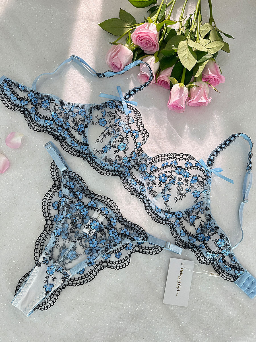 Blossom Delights Embroidery Lingerie Set From Hello.LA.Girl