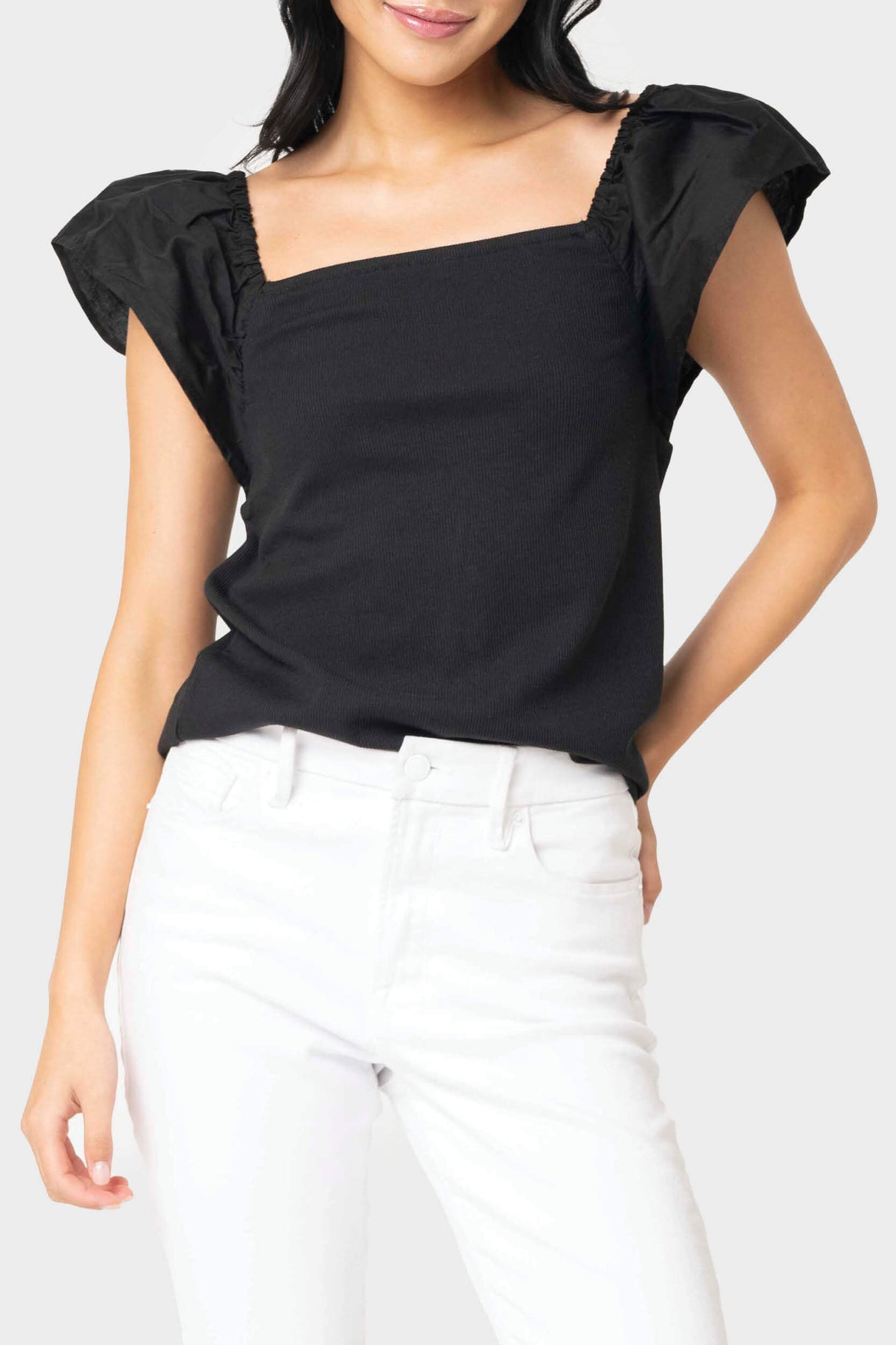 All A Flutter Square Neck Ribbed Tank From Gibsonlook