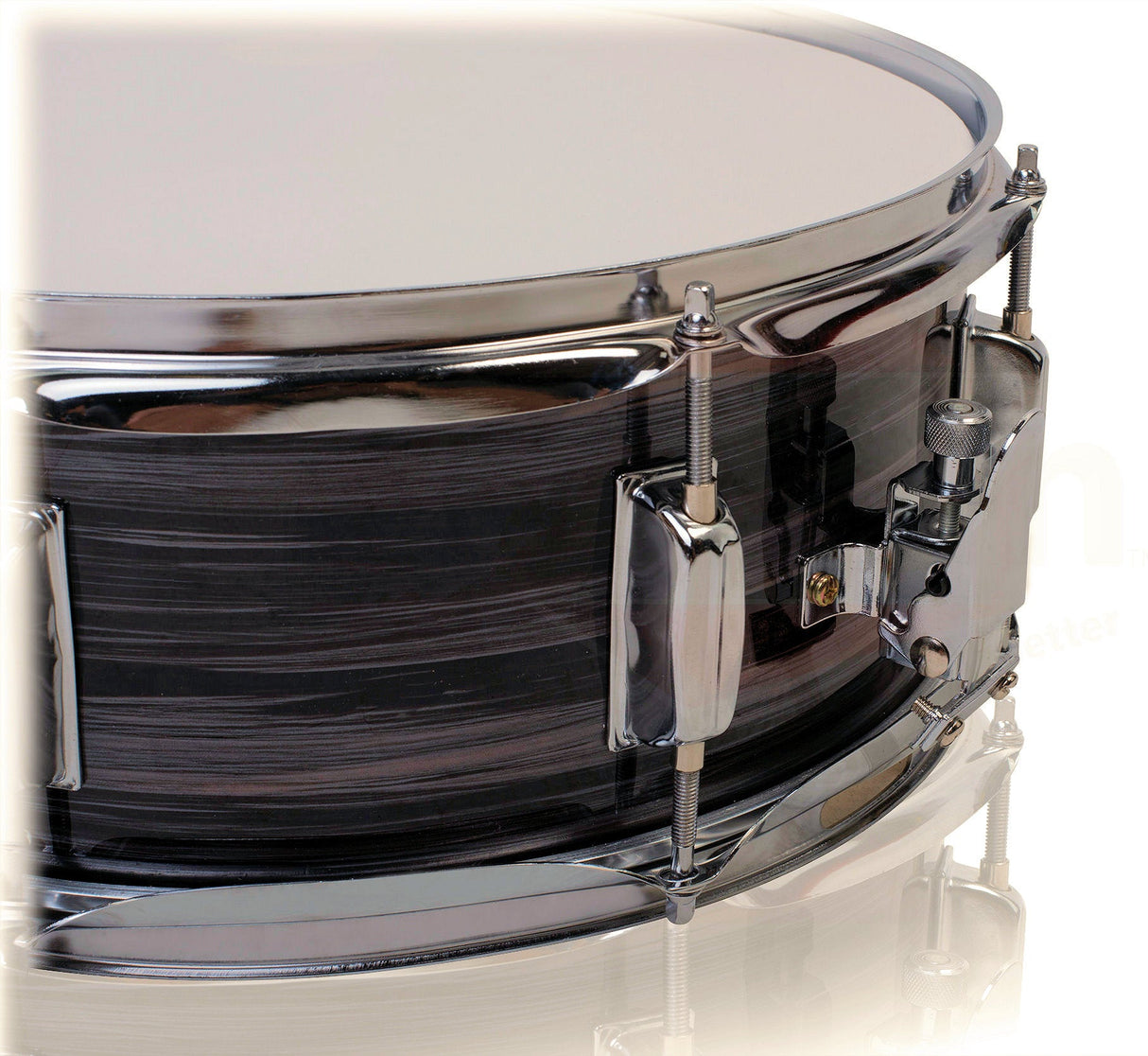 Deluxe Snare Drum by GRIFFIN - 14" x 5.5" Poplar Wood Shell with Zebra PVC Glossy Finish from GeekStands