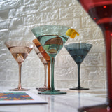 Colored Crystal Martini & Cocktail Glass Set of 6, Gift For Her, Wife, Mom Friend - Large 10 oz Glasses, Unique Italian Style Tall Drinkware - Drinkware, Dinner, Color Beautiful Glassware - (Pastel) from The Wine Savant