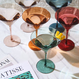 Colored Crystal Martini & Cocktail Glass Set of 6, Gift For Her, Wife, Mom Friend - Large 10 oz Glasses, Unique Italian Style Tall Drinkware - Drinkware, Dinner, Color Beautiful Glassware - (Pastel) from The Wine Savant