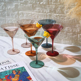 Colored Crystal Martini & Cocktail Glass Set of 6, Gift For Her, Wife, Mom Friend - Large 10 oz Glasses, Unique Italian Style Tall Drinkware - Drinkware, Dinner, Color Beautiful Glassware - (Pastel) from The Wine Savant