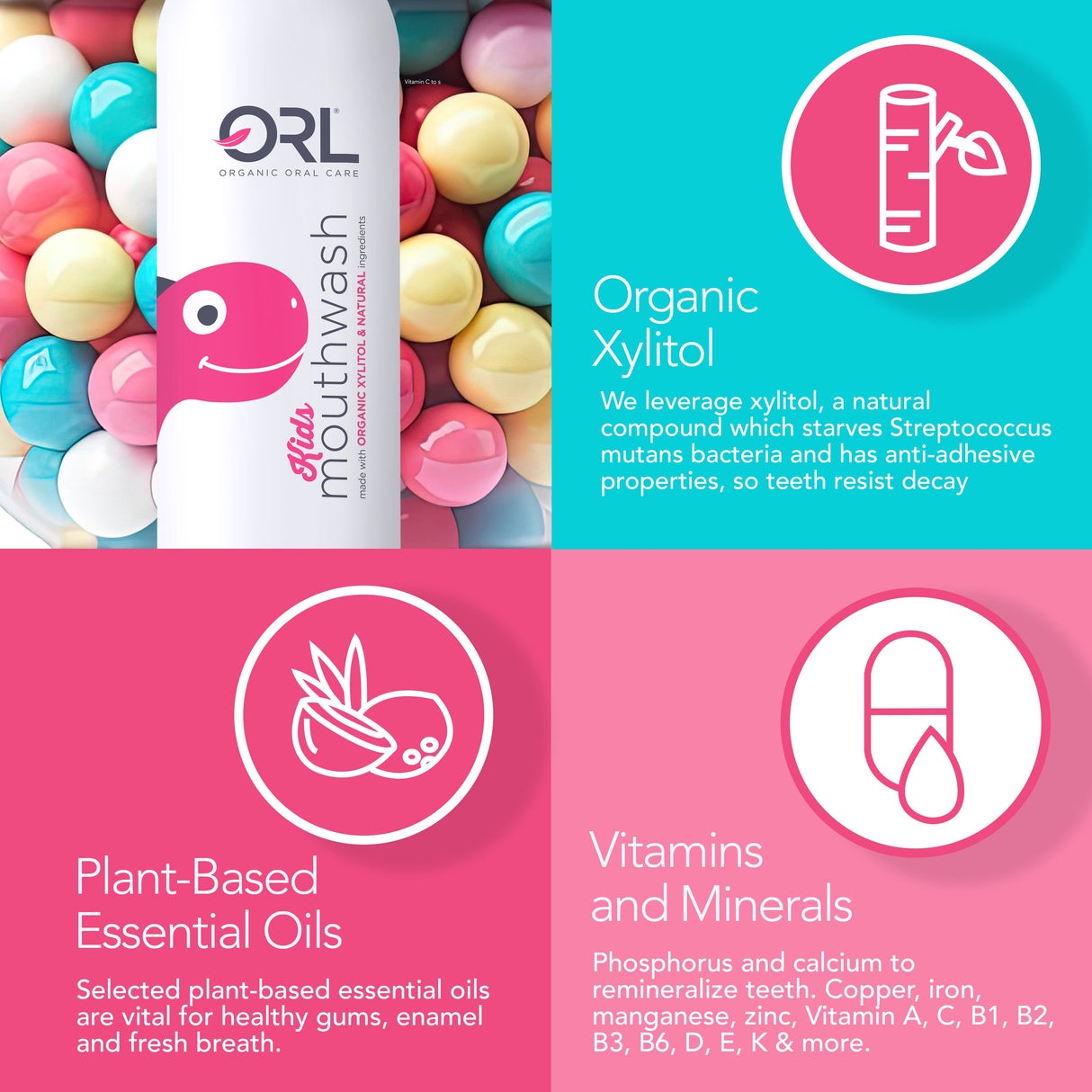 Kids Mouthwash made with Organic Xylitol & Natural Ingredients from ORL