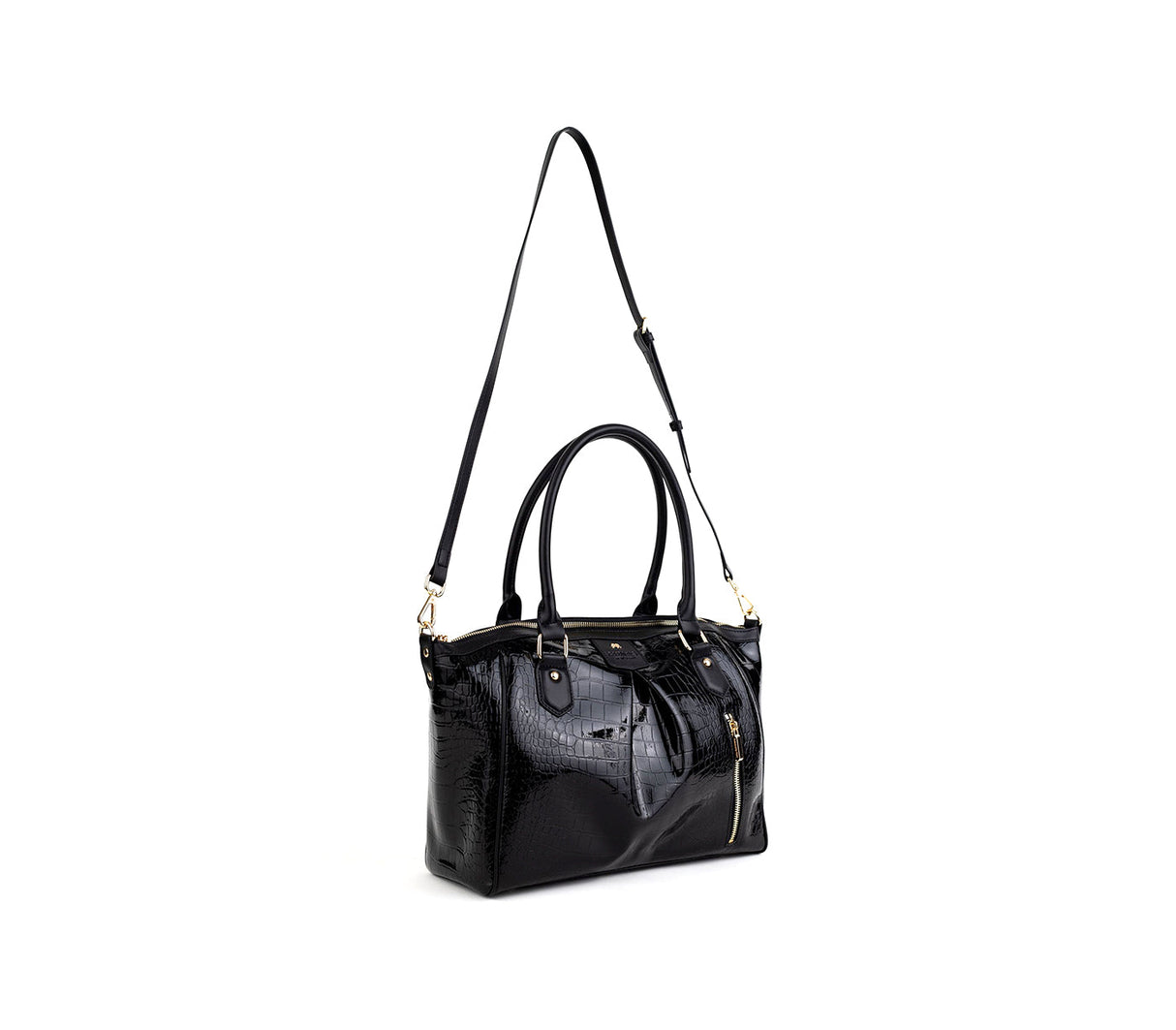 Madison - Black Croc Vegan Bag from Gunas New York