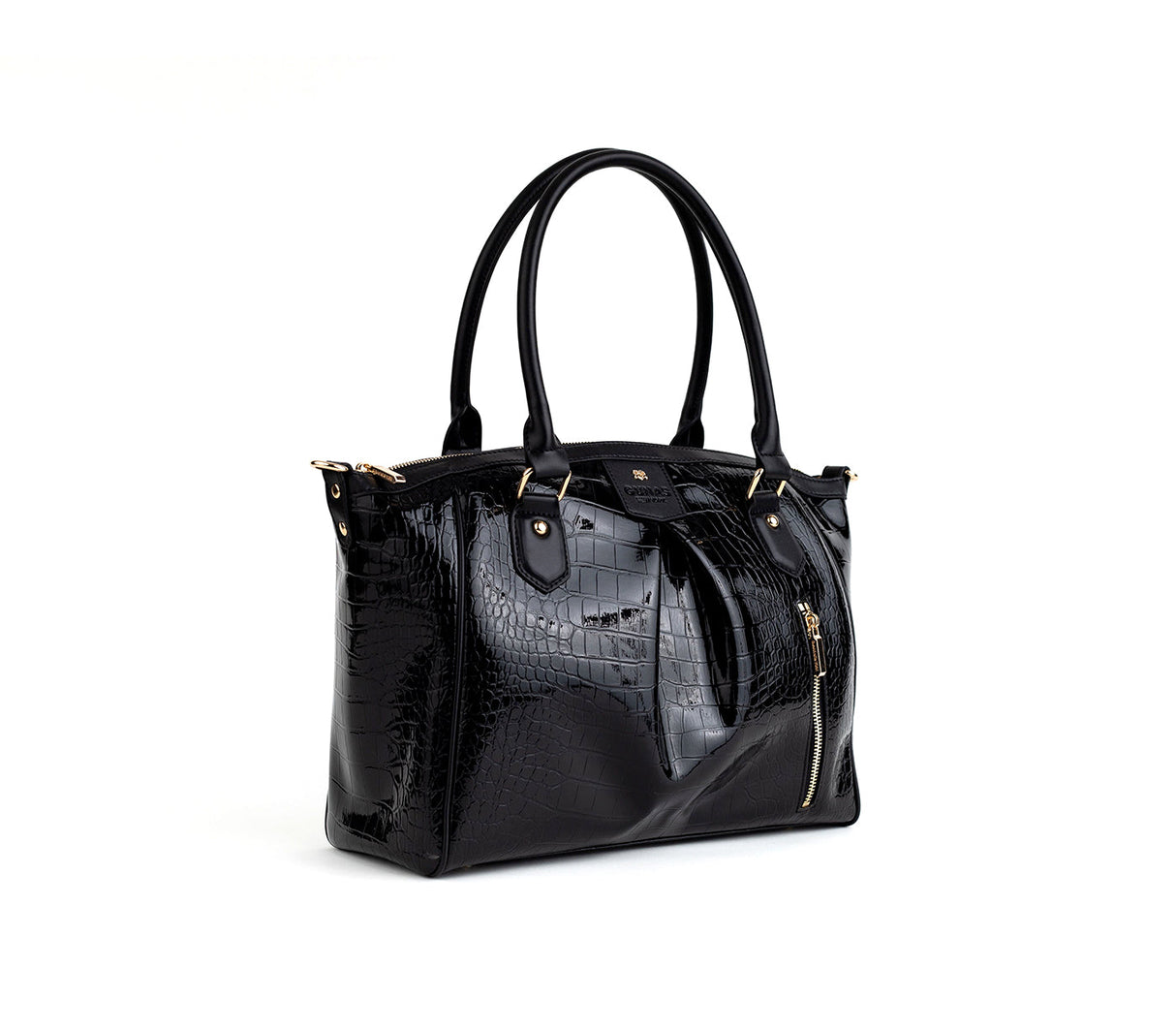 Madison - Black Croc Vegan Bag from Gunas New York