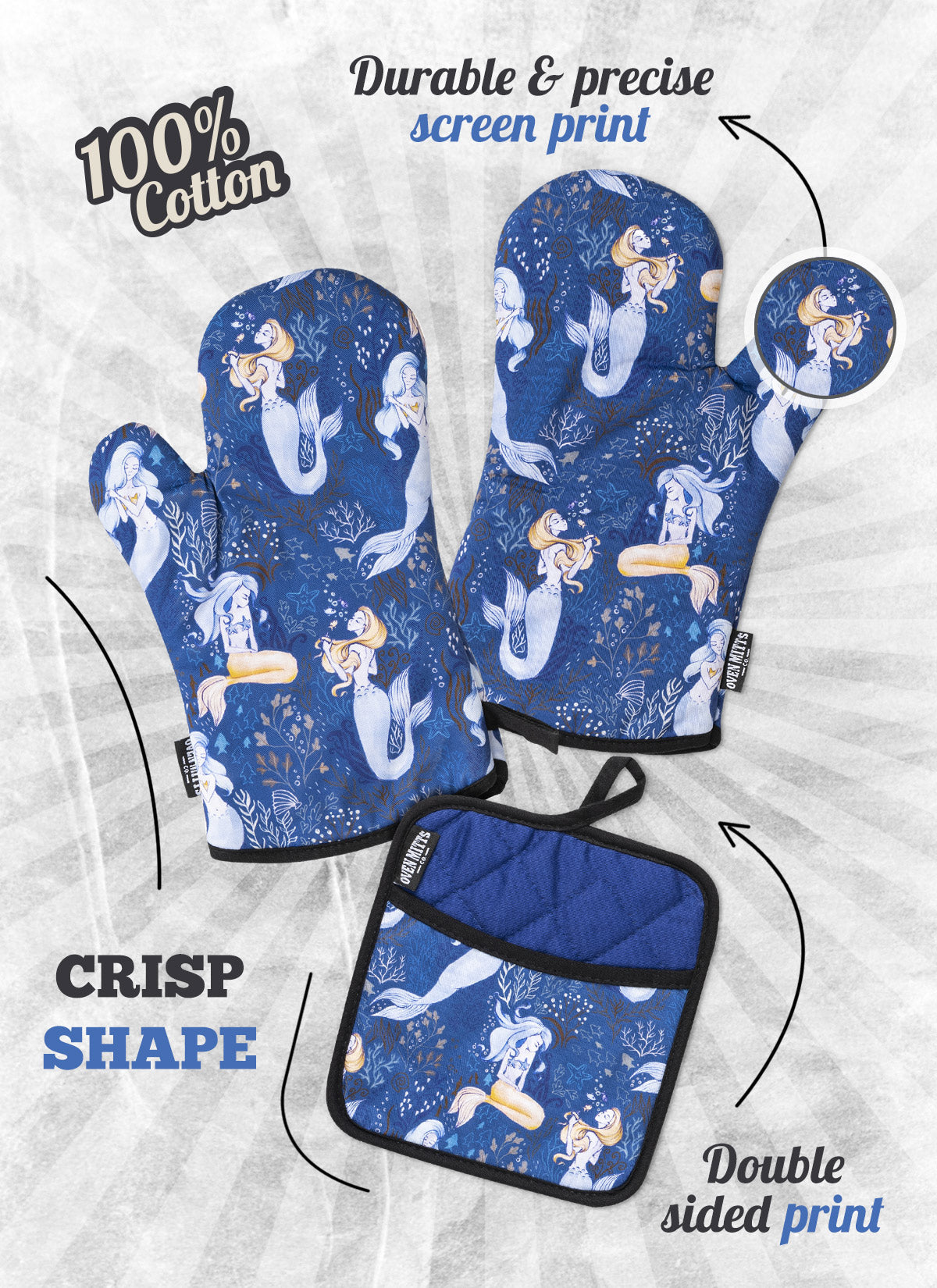 Magical Mermaid Oven Mitts And Potholder Set From Zapps Clothing