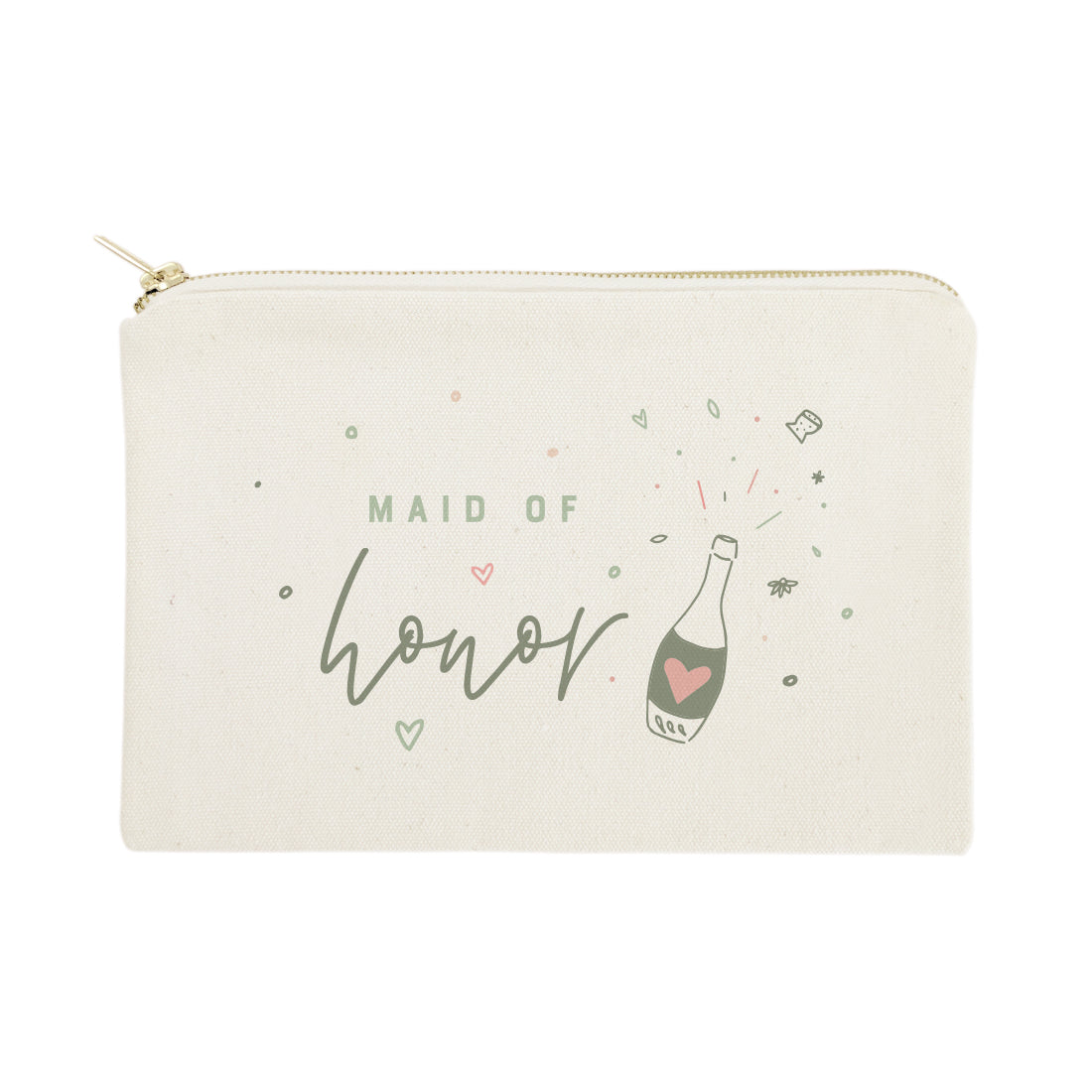 Champagne Bottle Maid of Honor Cotton Canvas Cosmetic Bag from The Cotton & Canvas Co.