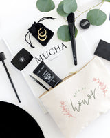 Floral Maid of Honor Cotton Canvas Cosmetic Bag from The Cotton & Canvas Co.