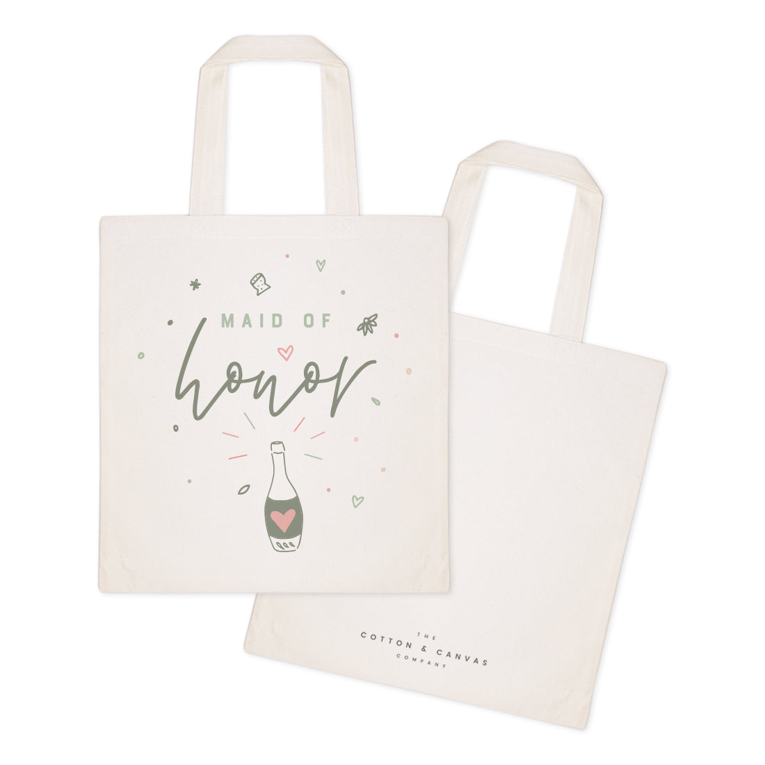 Champagne Celebration Maid of Honor Wedding Cotton Canvas Tote Bag from The Cotton & Canvas Co.