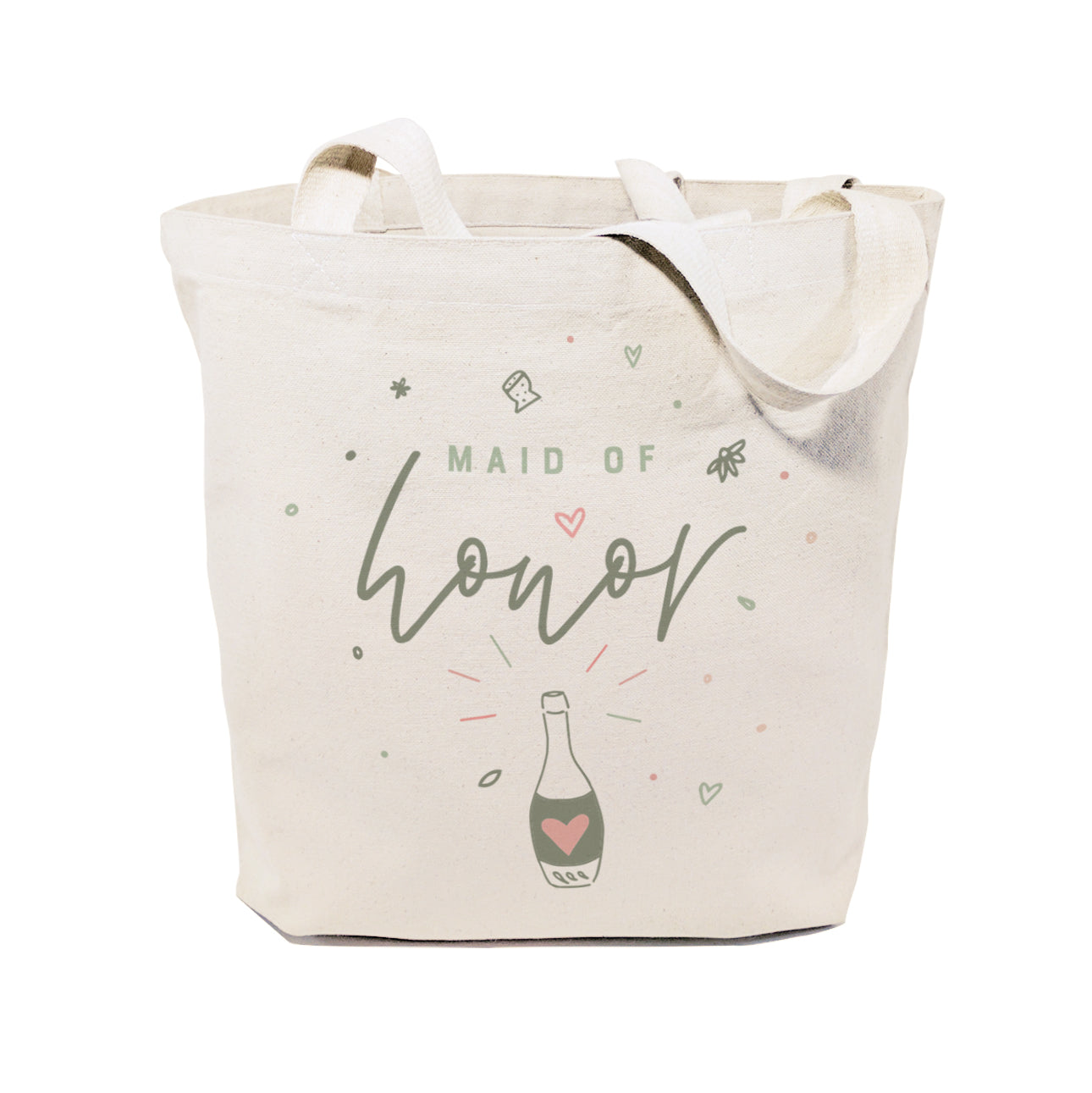 Champagne Celebration Maid of Honor Wedding Cotton Canvas Tote Bag from The Cotton & Canvas Co.