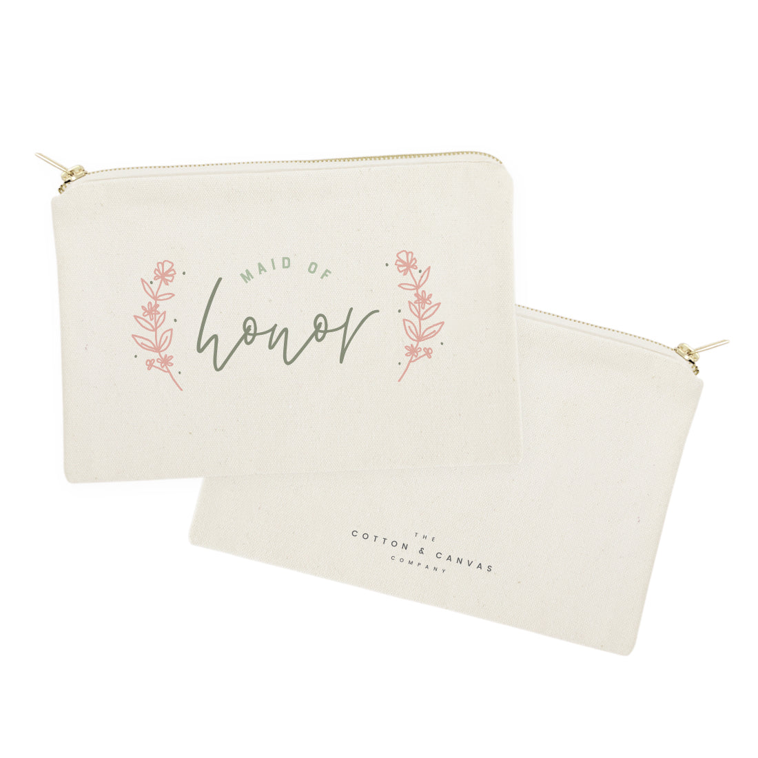 Floral Maid of Honor Cotton Canvas Cosmetic Bag from The Cotton & Canvas Co.