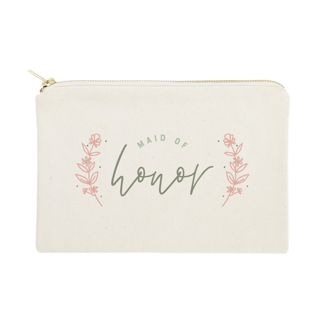 Floral Maid of Honor Cotton Canvas Cosmetic Bag from The Cotton & Canvas Co.