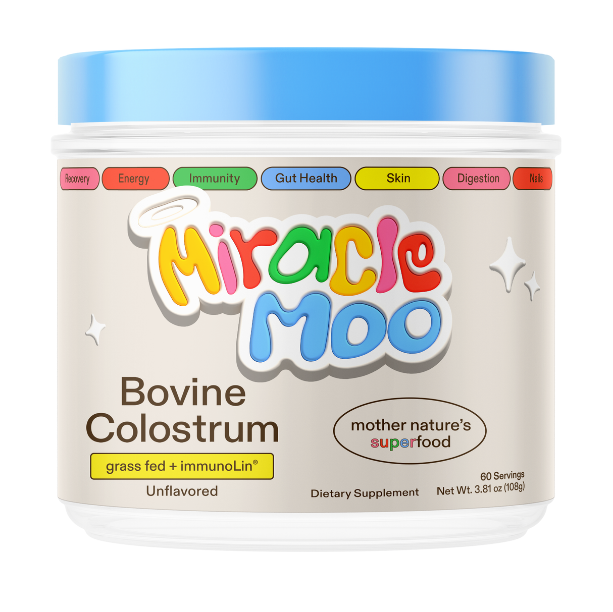 Miracle Moo Colostrum Powder | Unflavored | Grass-fed Colostrum with ImmunoLin from Miracle Moo
