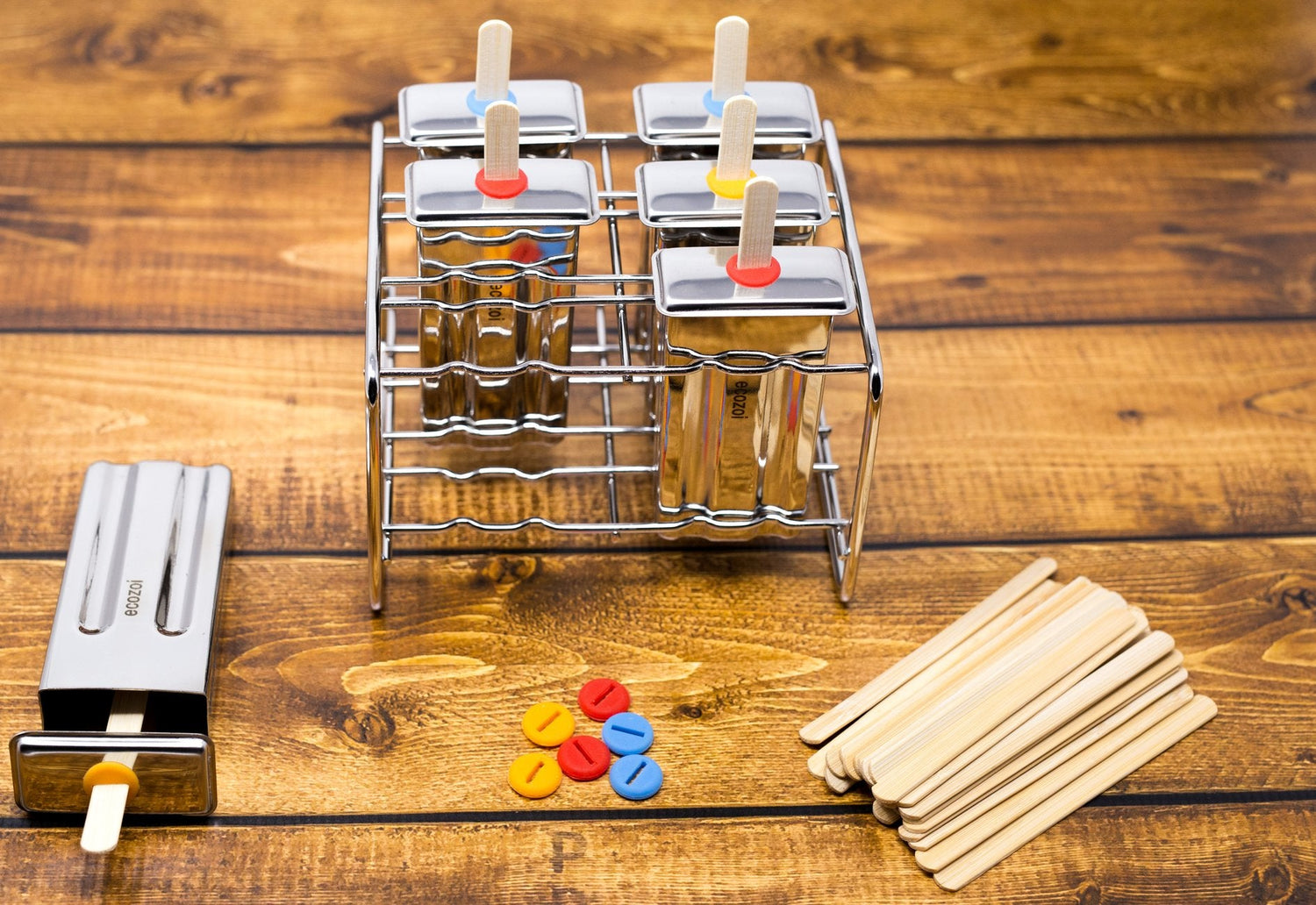 Stainless Steel Popsicle Molds, Square with Reusable Bamboo Sticks from ecozoi
