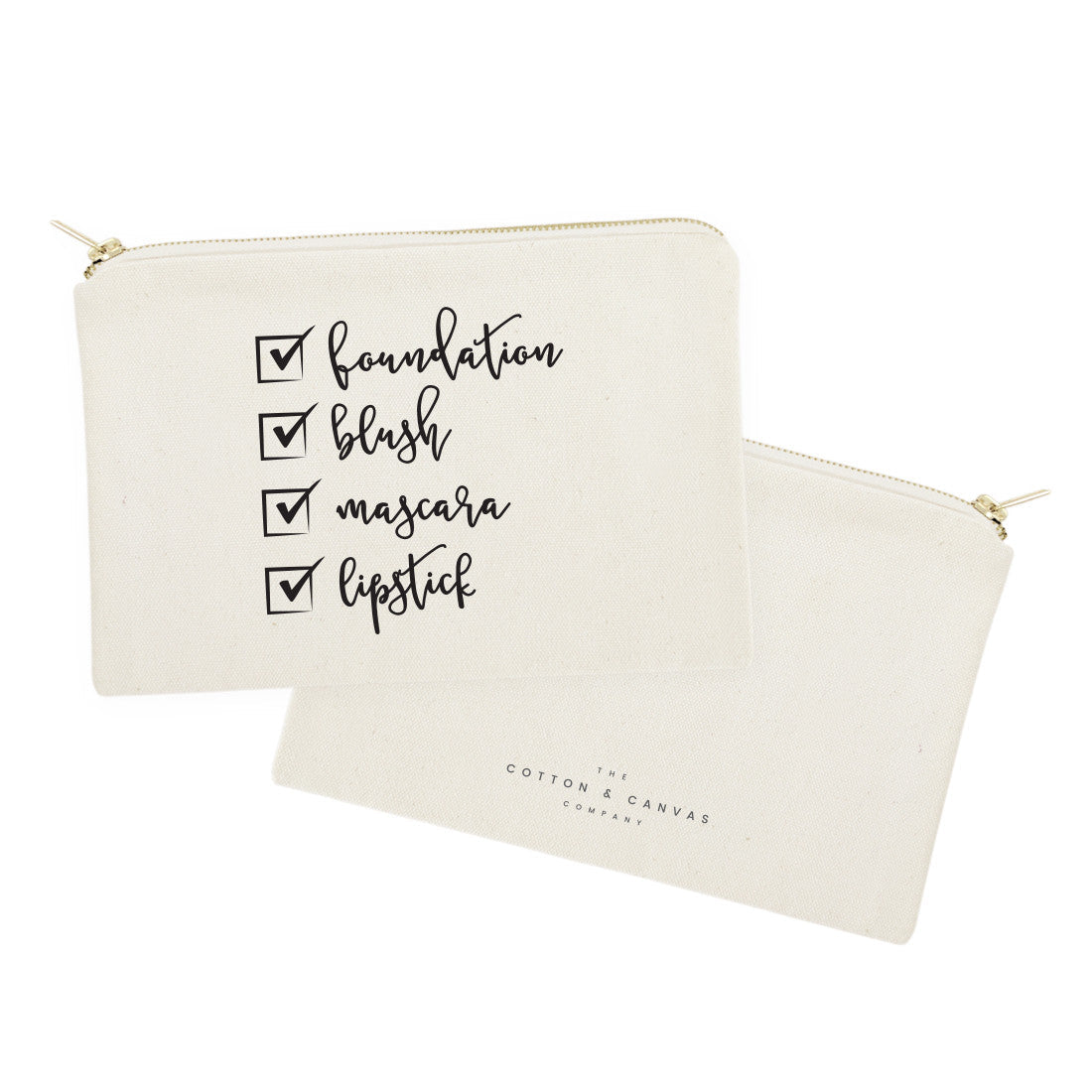 Make Up Check List Cotton Canvas Cosmetic Bag from The Cotton & Canvas Co.