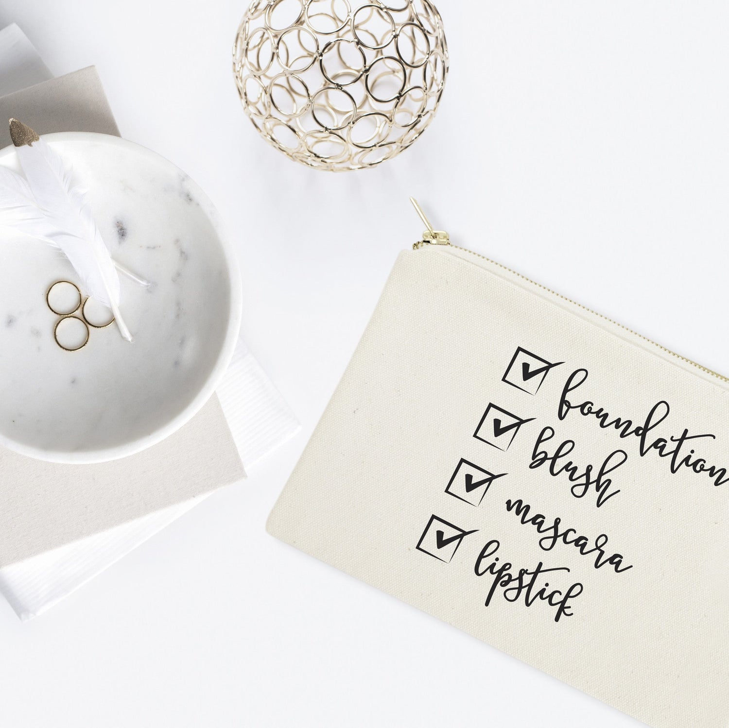 Make Up Check List Cotton Canvas Cosmetic Bag from The Cotton & Canvas Co.