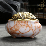 Marble Coil Censer Incense Burner Copper Cover Ceramic from incenseocean