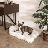 PupRug by Paw.com™ Faux Fur Orthopedic Dog Bed - Curve White with Brown Accents from Paw.com