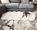 PupRug™ Runner Faux Fur Memory Foam Dog Bed - Curve White with Brown Accents From Paw.com