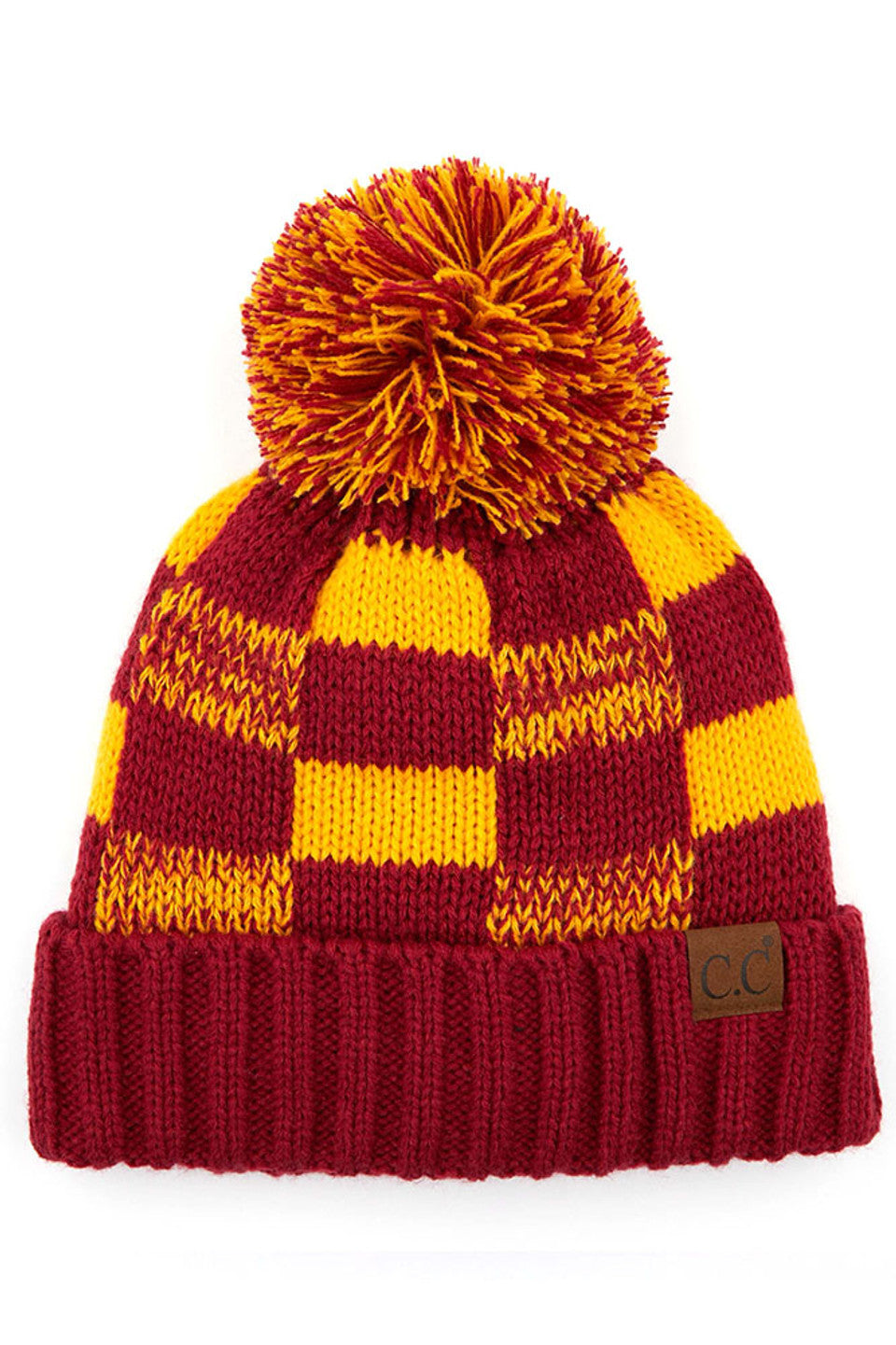 C.C Buffalo Check Beanie with Pom Hat from Madeline Love