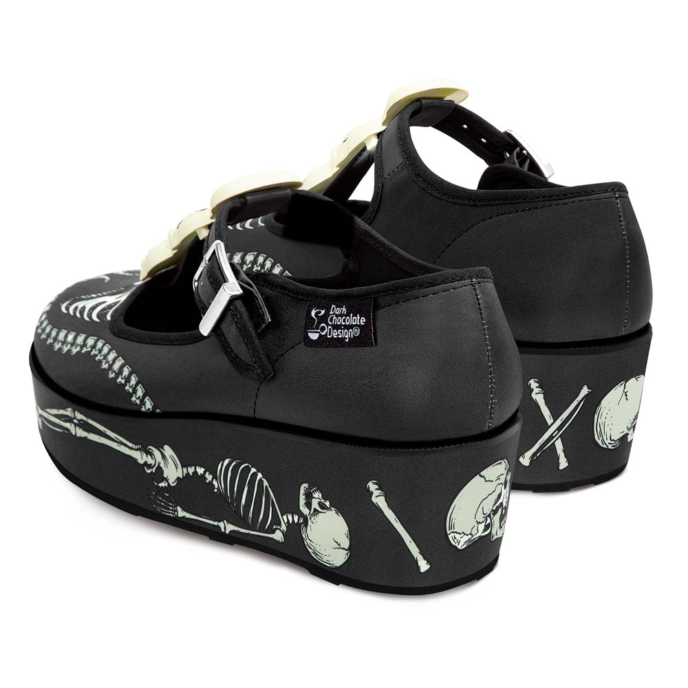 Chocolaticas® Skeletons Under Your Bed Women's Mary Jane Platform From Hot Chocolate Design