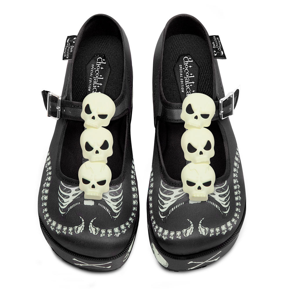 Chocolaticas® Skeletons Under Your Bed Women's Mary Jane Platform From Hot Chocolate Design