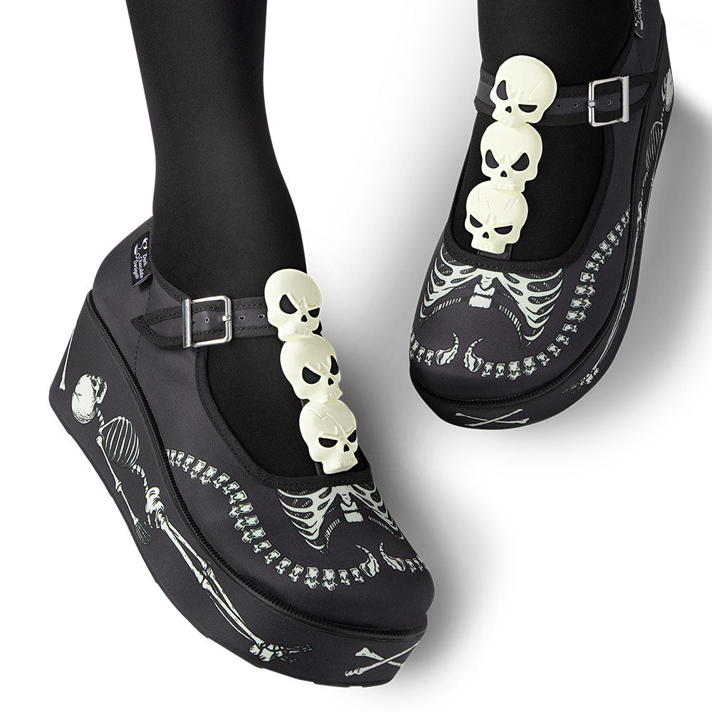 Chocolaticas® Skeletons Under Your Bed Women's Mary Jane Platform From Hot Chocolate Design