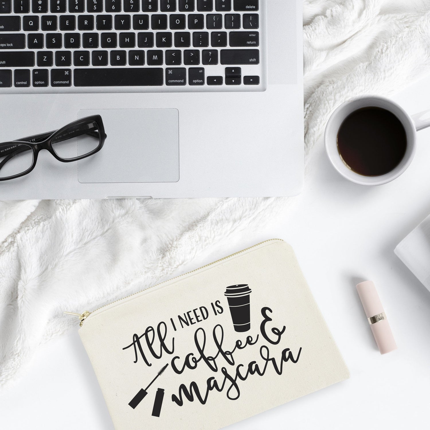 All I Need is Coffee & Mascara Cotton Canvas Cosmetic Bag from The Cotton & Canvas Co.