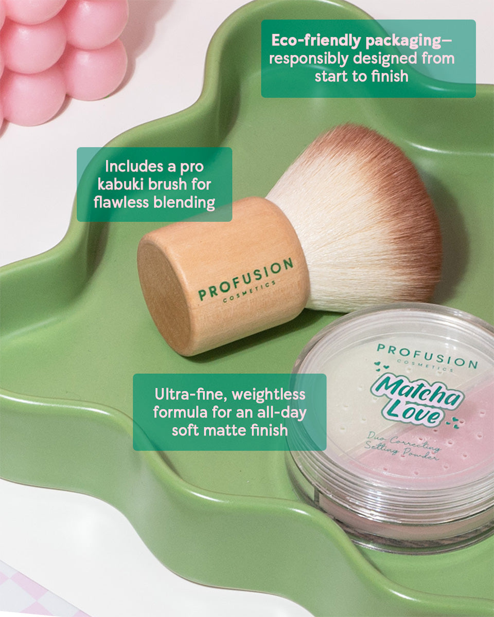 Matcha Love Correcting Powder & Kabuki Brush from Profusion Cosmetics
