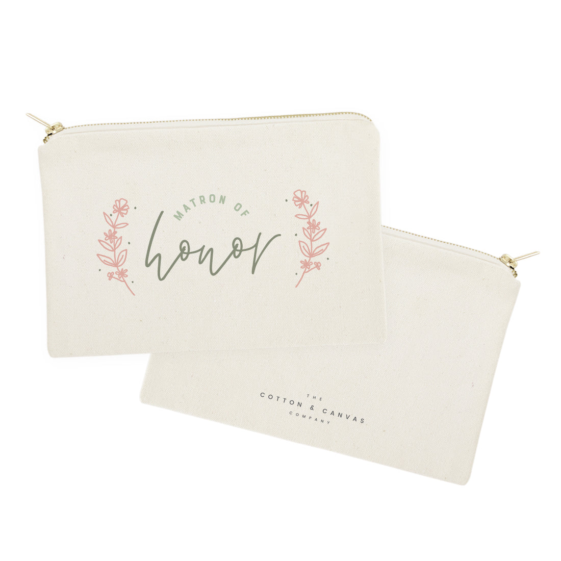 Floral Matron of Honor Cotton Canvas Cosmetic Bag from The Cotton & Canvas Co.