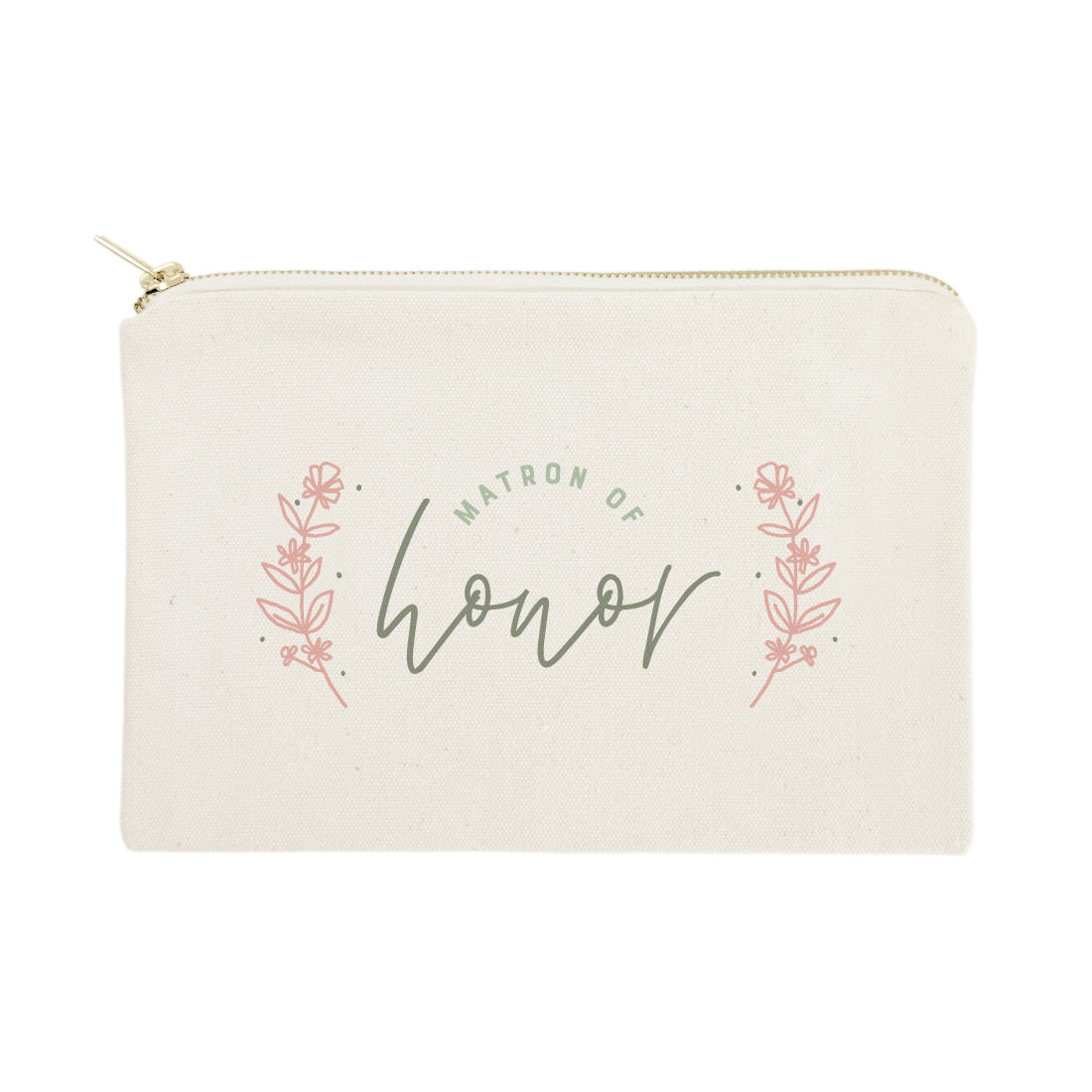 Floral Matron of Honor Cotton Canvas Cosmetic Bag from The Cotton & Canvas Co.