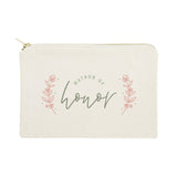 Floral Matron of Honor Cotton Canvas Cosmetic Bag from The Cotton & Canvas Co.