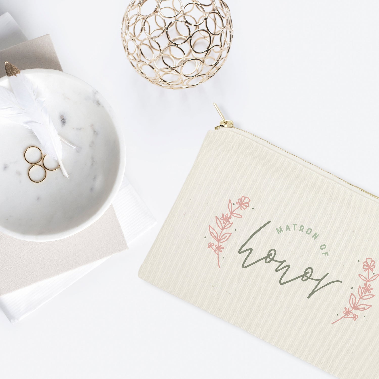 Floral Matron of Honor Cotton Canvas Cosmetic Bag from The Cotton & Canvas Co.