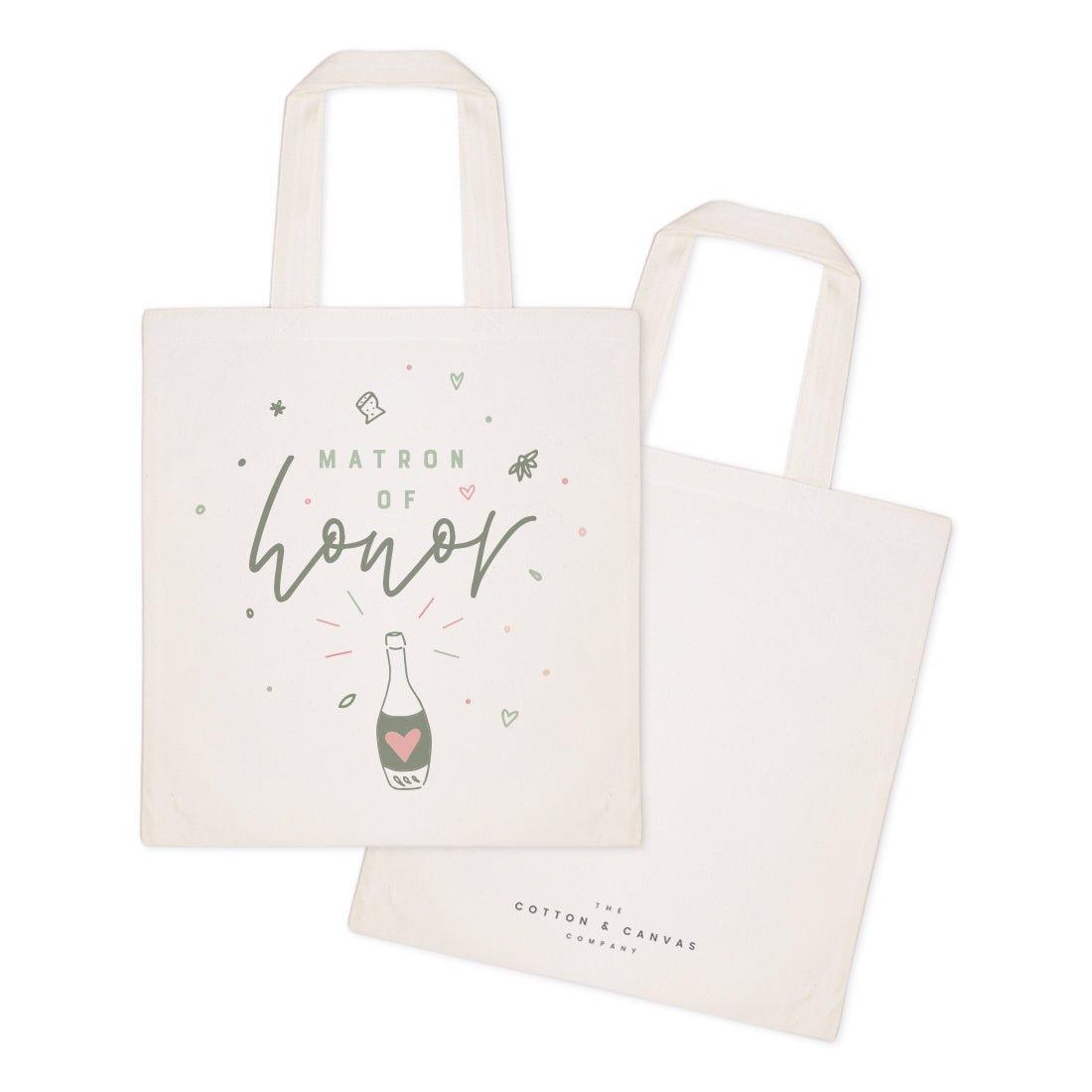 Champagne Celebration Matron of Honor Wedding Cotton Canvas Tote Bag from The Cotton & Canvas Co.