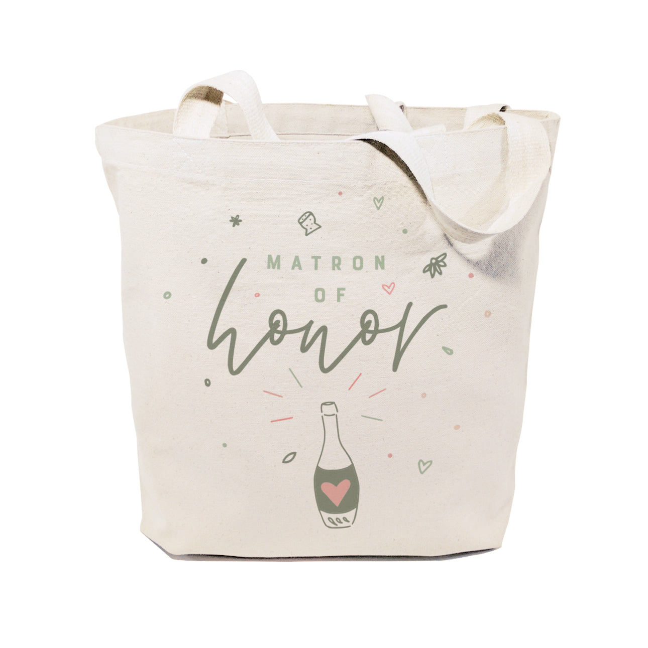 Champagne Celebration Matron of Honor Wedding Cotton Canvas Tote Bag from The Cotton & Canvas Co.