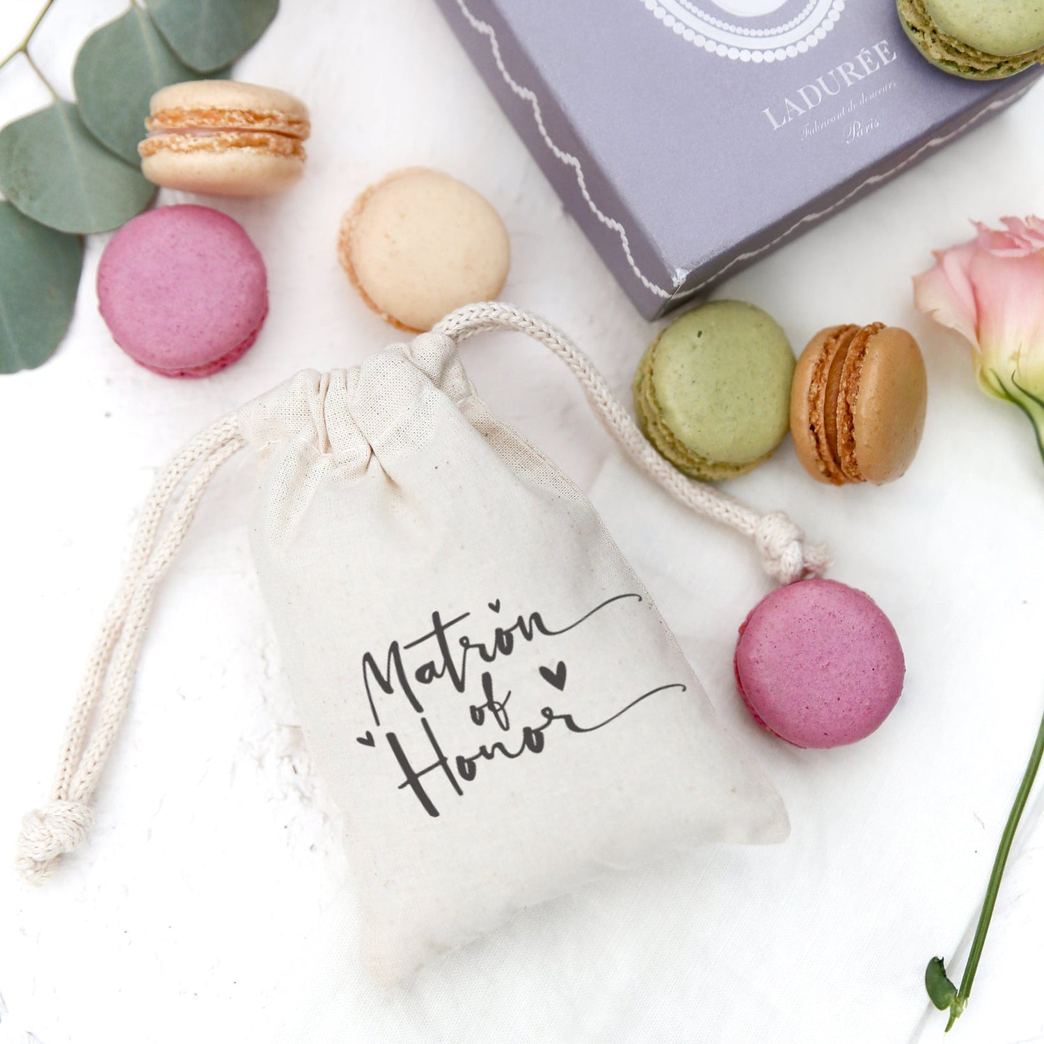 Matron of Honor Cotton Canvas Wedding Favor Bags, 6-Pack from The Cotton & Canvas Co.