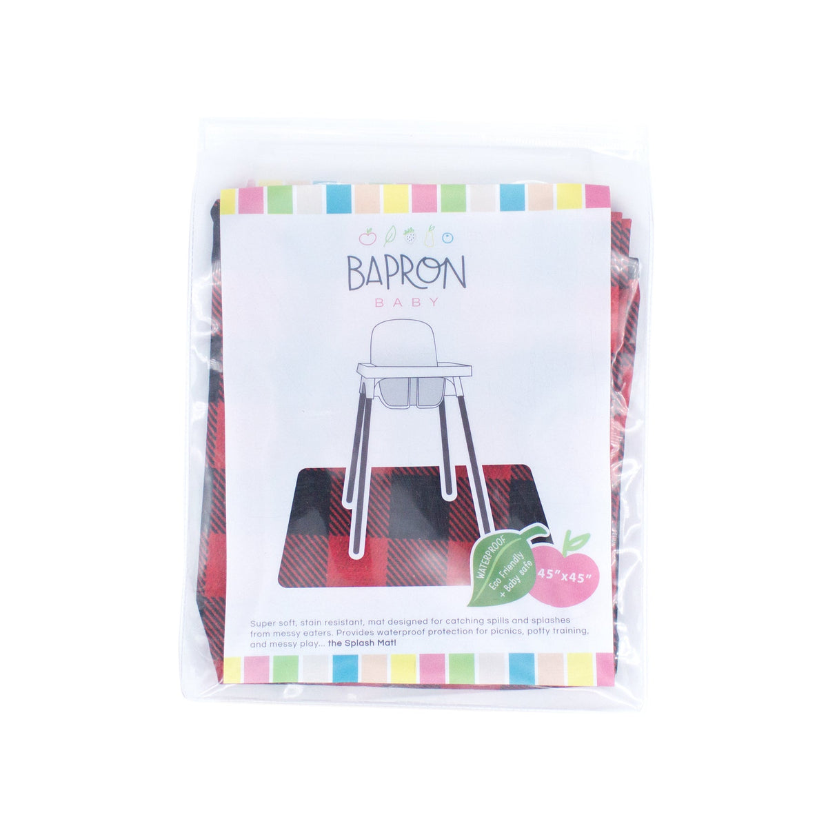 Red Buffalo Plaid Splash Mat - A Waterproof Catch-All for Highchair Spills and More! SALE from BapronBaby