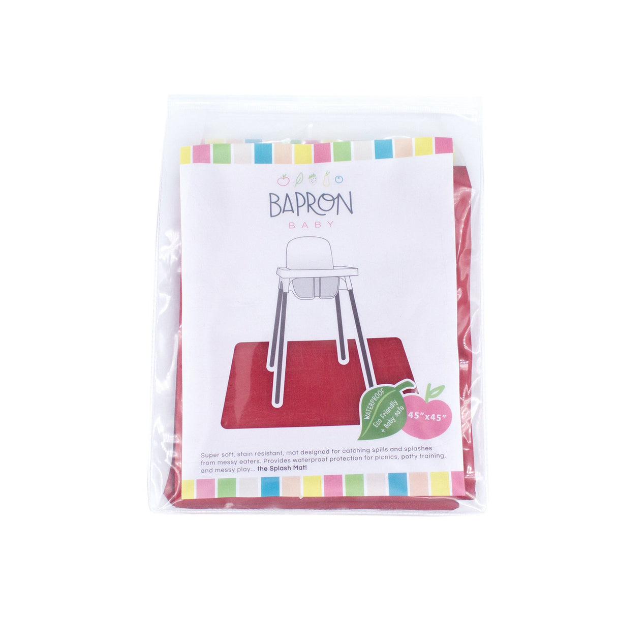 Solid Cranberry Minimalist Splash Mat - A Waterproof Catch-All for Highchair Spills and More! from BapronBaby