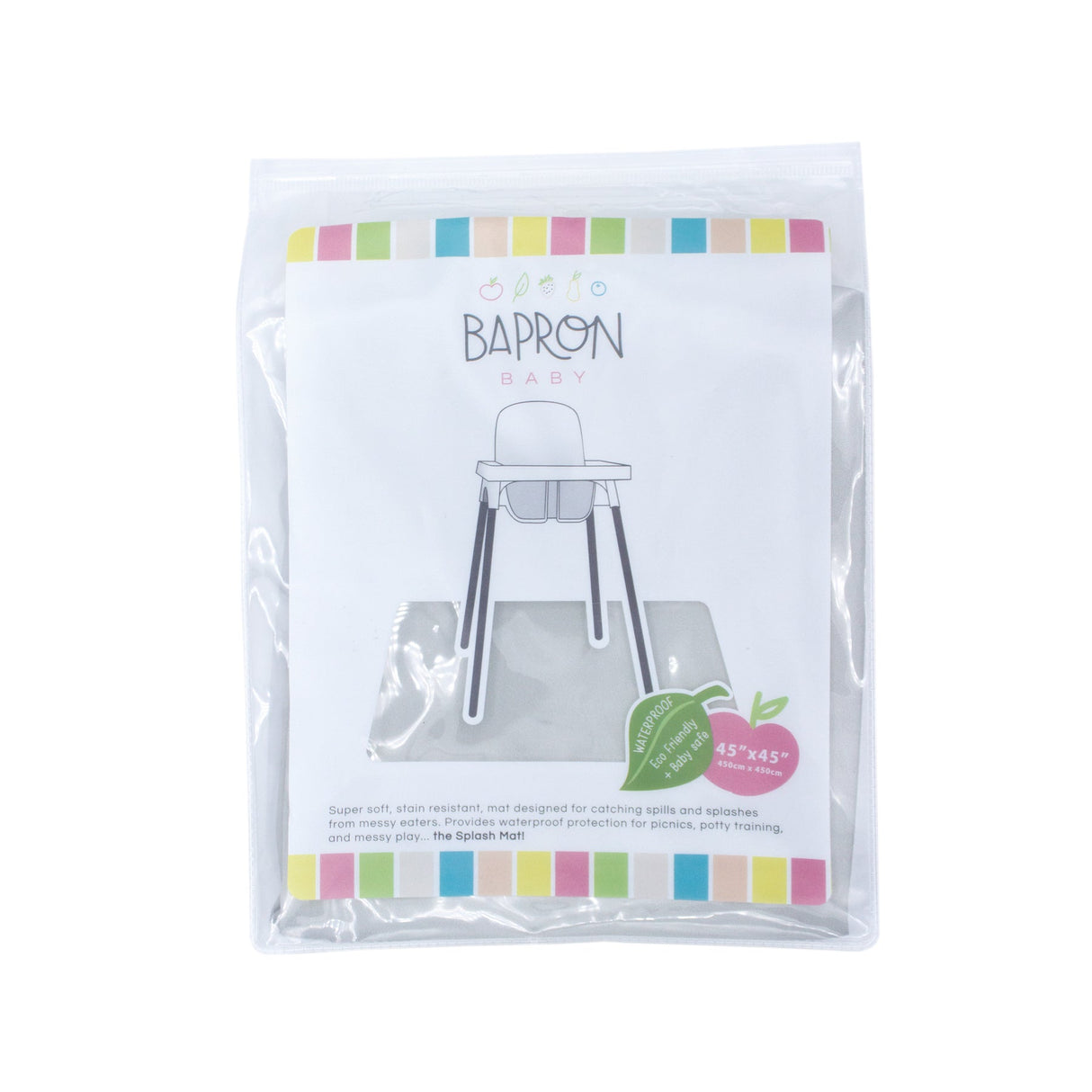Solid Light Gray Minimalist Splash Mat - A Waterproof Catch-All for Highchair Spills and More! from BapronBaby