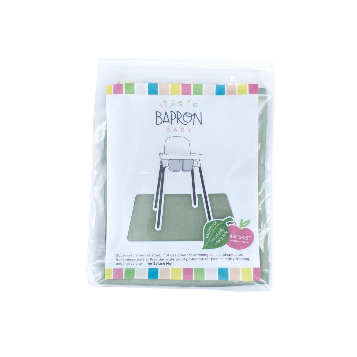 Solid Sage Minimalist Splash Mat - A Waterproof Catch-All for Highchair Spills and More! from BapronBaby