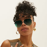 Smaller Megan 2 - Dark Green Metal Aviator Sunglasses from TopFoxx