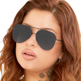 Smaller Megan 2 Jet Black- Tangle Free Aviator Sunglasses from TopFoxx