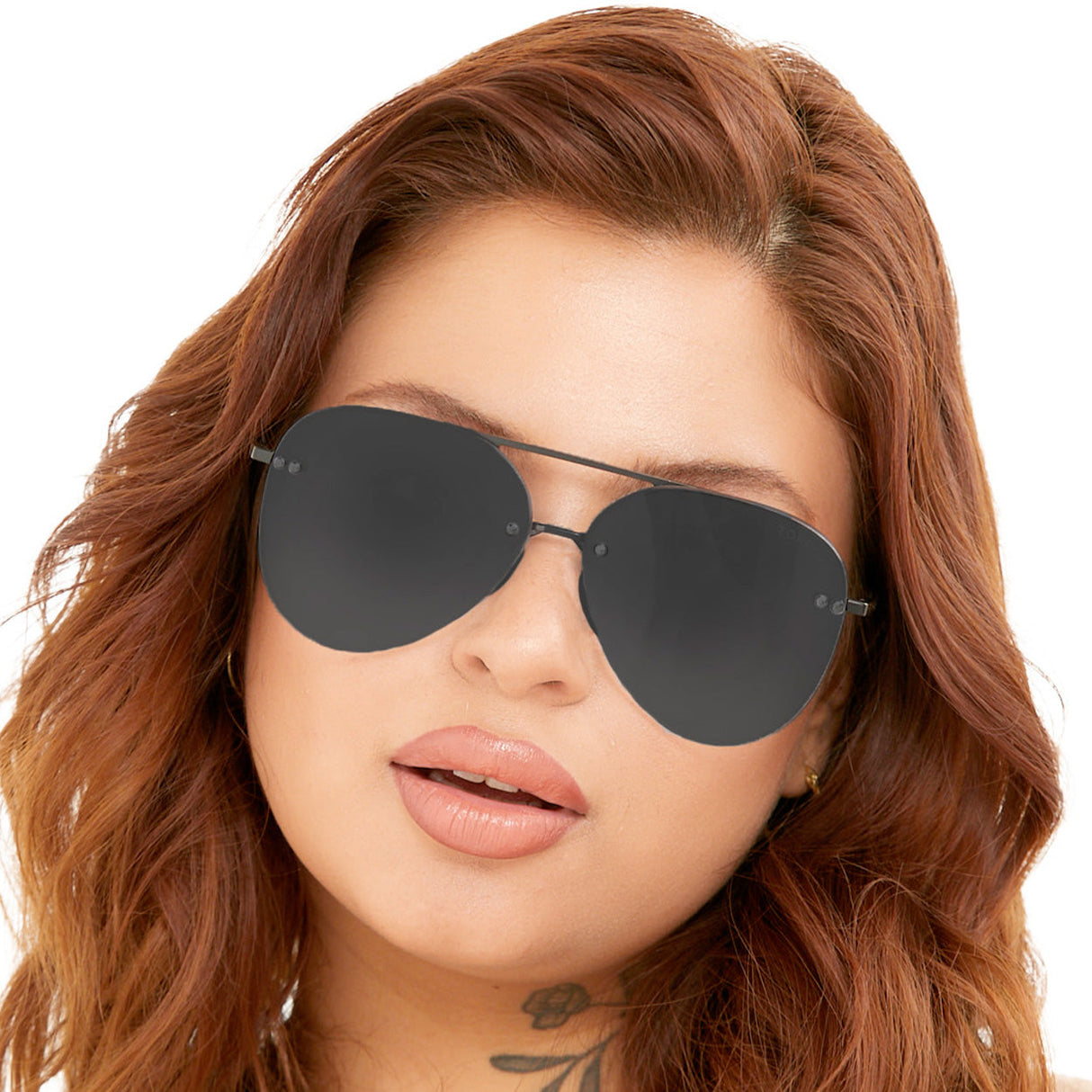 Smaller Megan 2 Jet Black- Tangle Free Aviator Sunglasses from TopFoxx
