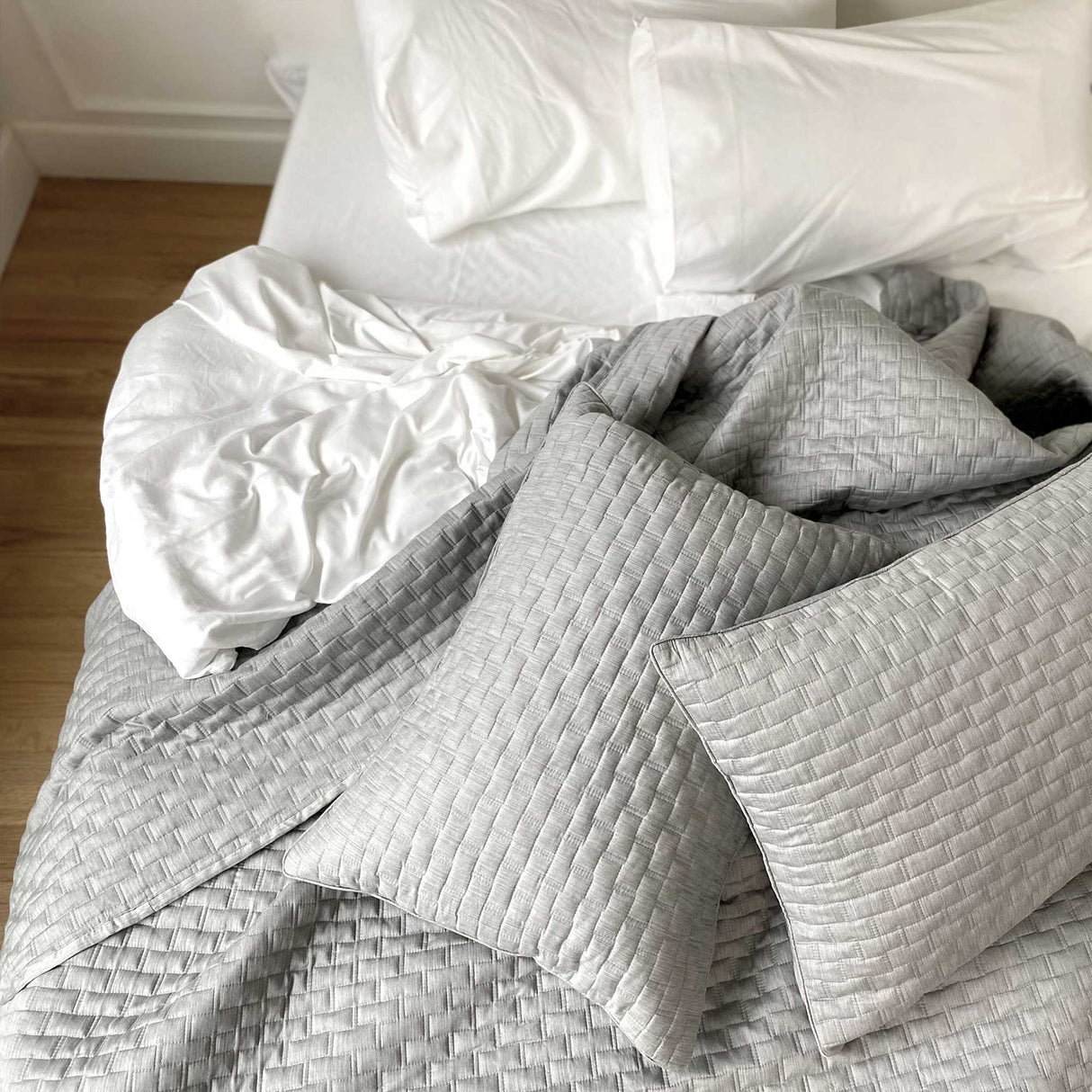 Bamboo Cotton Quilted Coverlet - Silver from BedVoyage