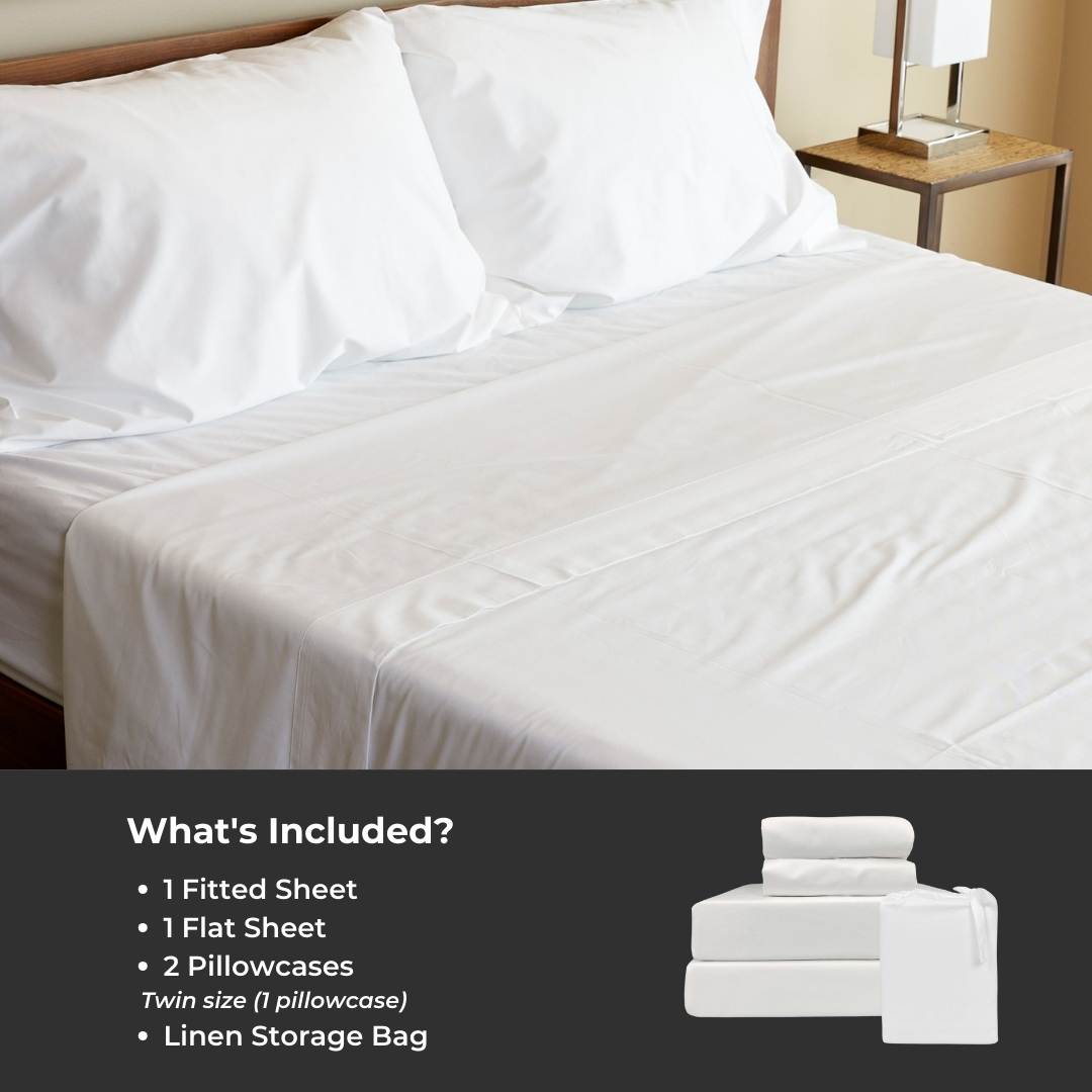 Bamboo Cotton Bed Sheets - Snow from BedVoyage