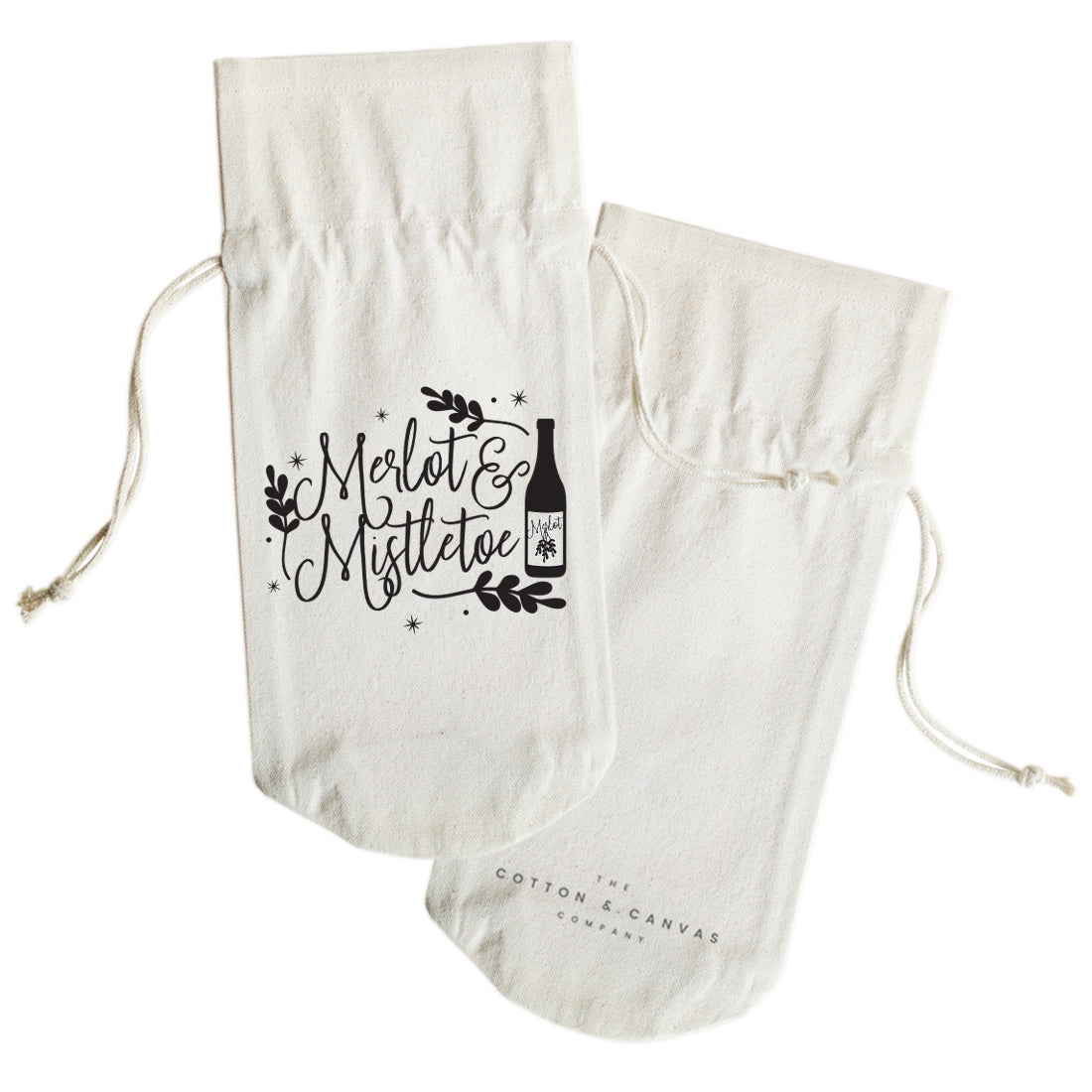 Merlot and Mistletoe Christmas Cotton Canvas Wine Bag from The Cotton & Canvas Co.