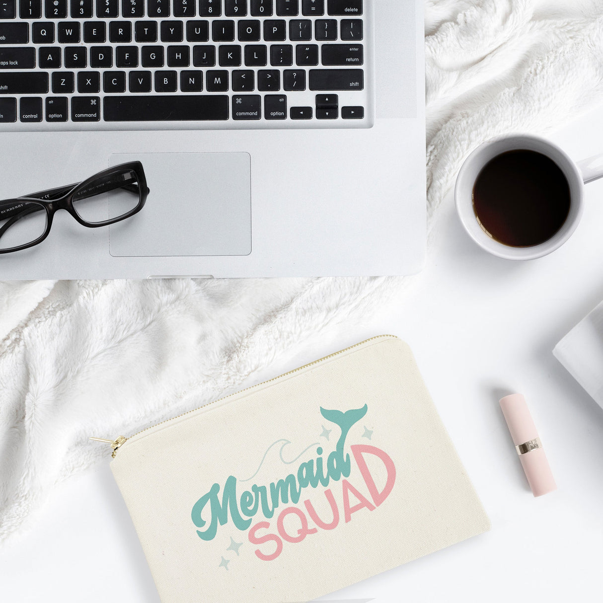 Mermaid Squad Cotton Canvas Cosmetic Bag from The Cotton & Canvas Co.