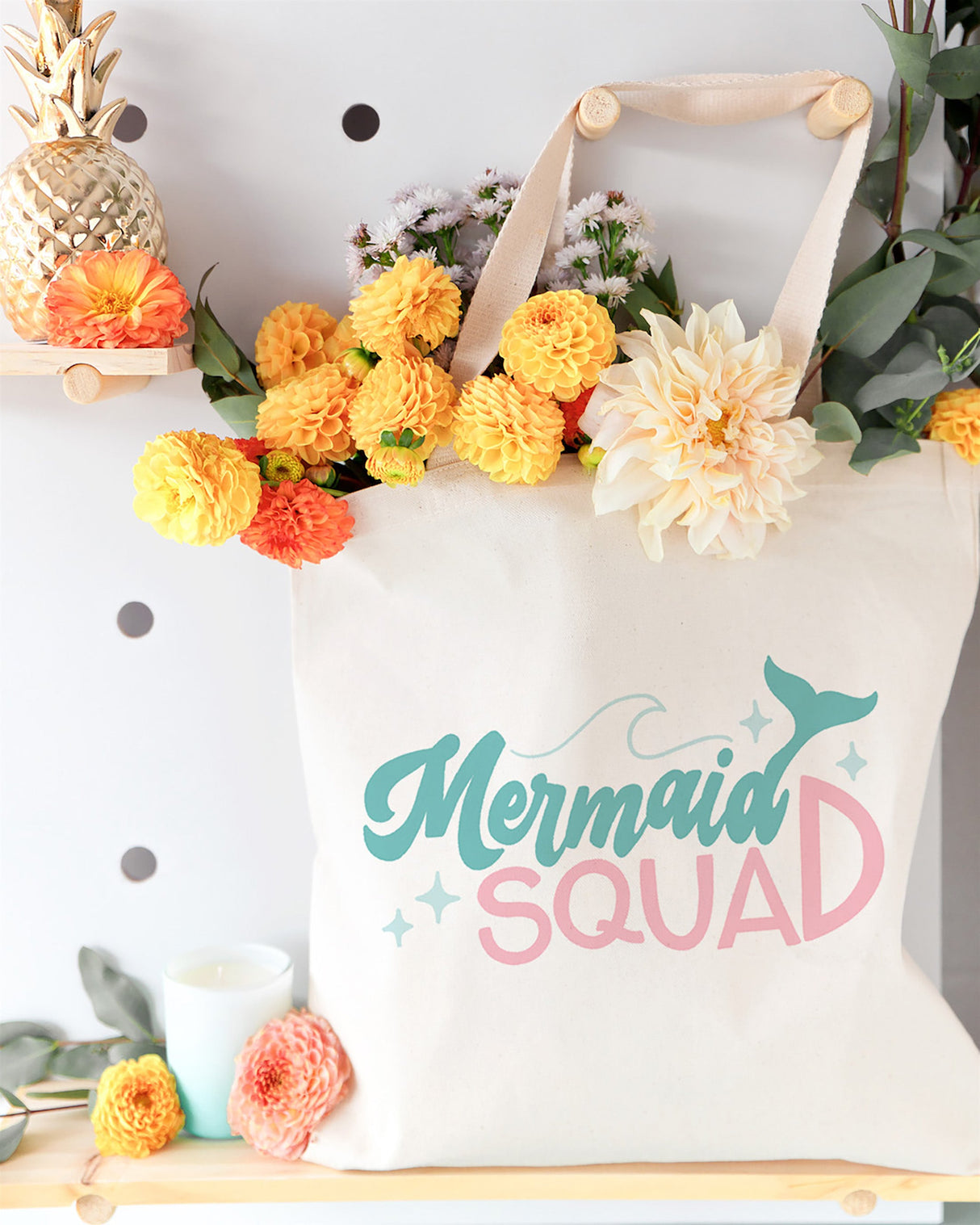 Mermaid Squad Cotton Canvas Tote Bag from The Cotton & Canvas Co.